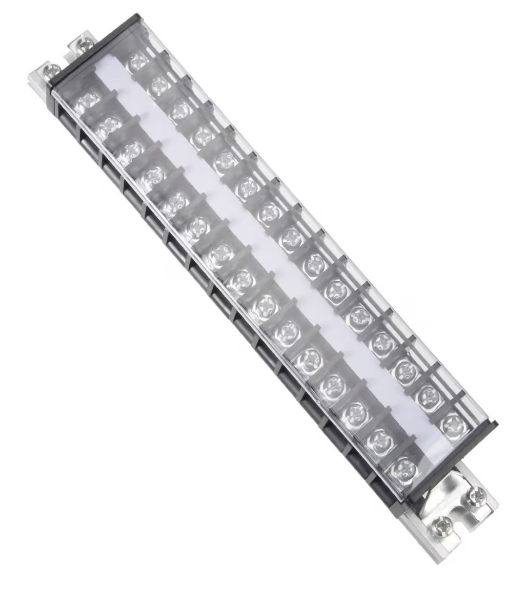 Barrier Terminal Strip Block 660V 20A Dual Row 20P DIN Rail Base Screw Connector