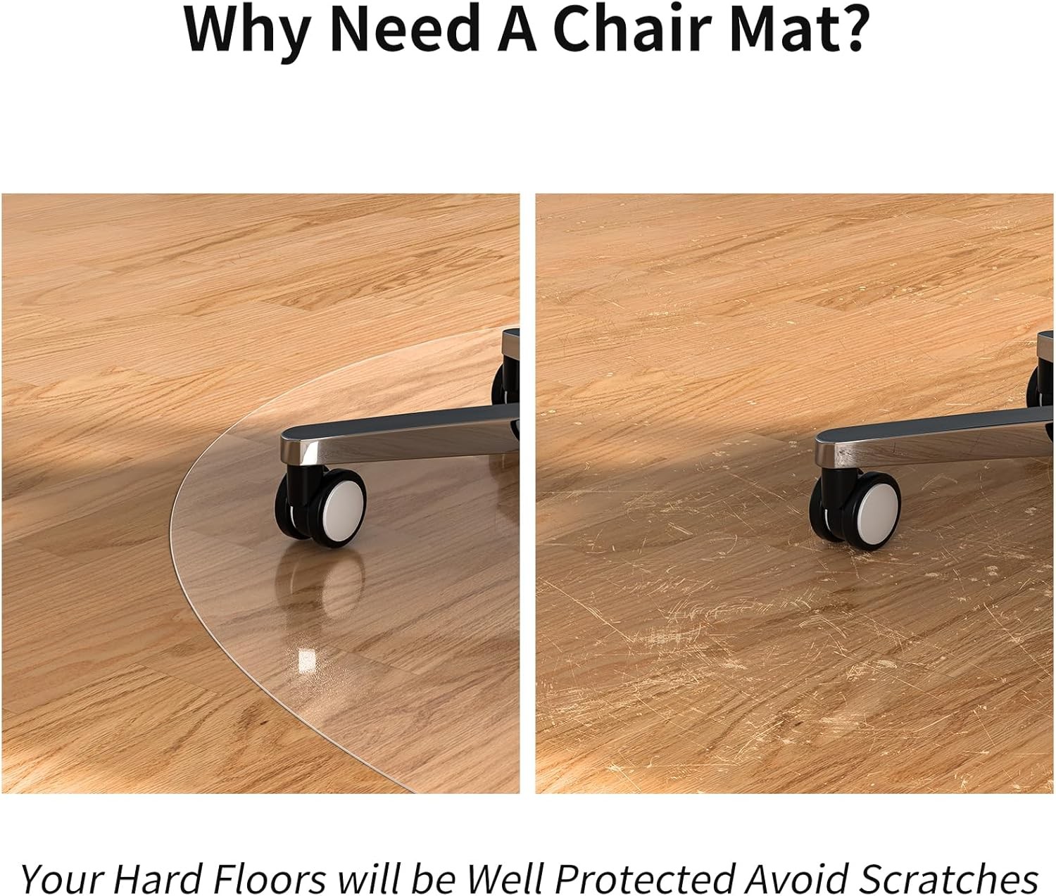 Office Chair Mat for Hard Floor, 36″ Round Transparent Hard Floor Protector