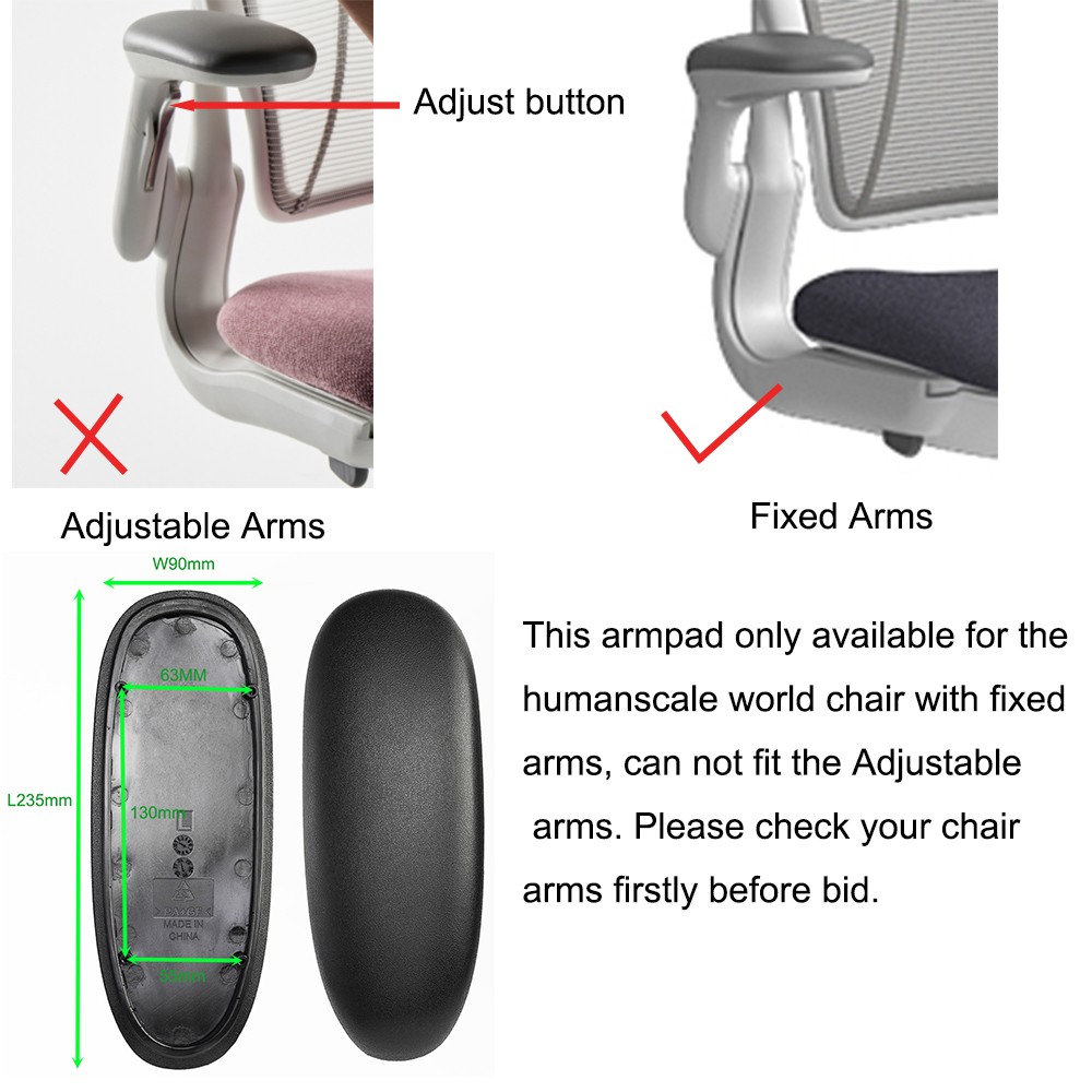 Arm Pad Cap Replacement For Humanscale World Office Chair With Fixed Arms 1 Set