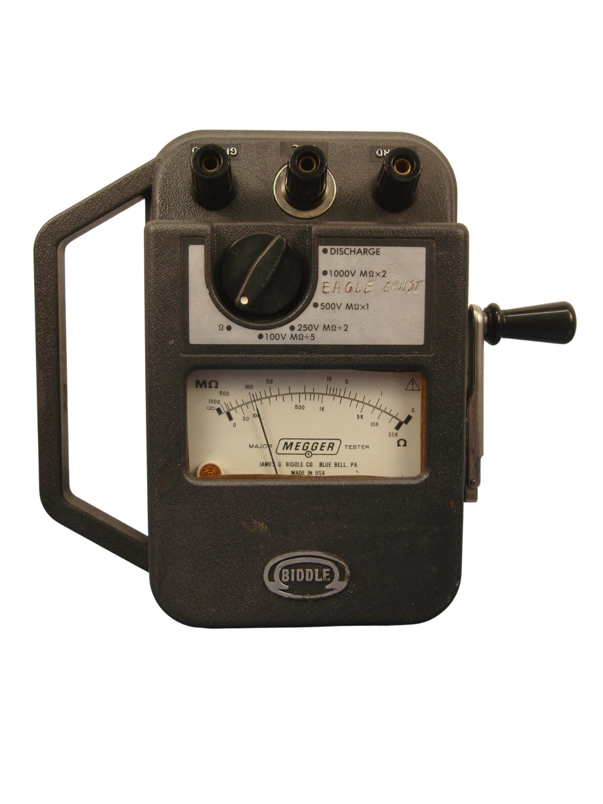 James G. Biddle Co. Major Megger Tester 21359 with Hand Crank and Bag