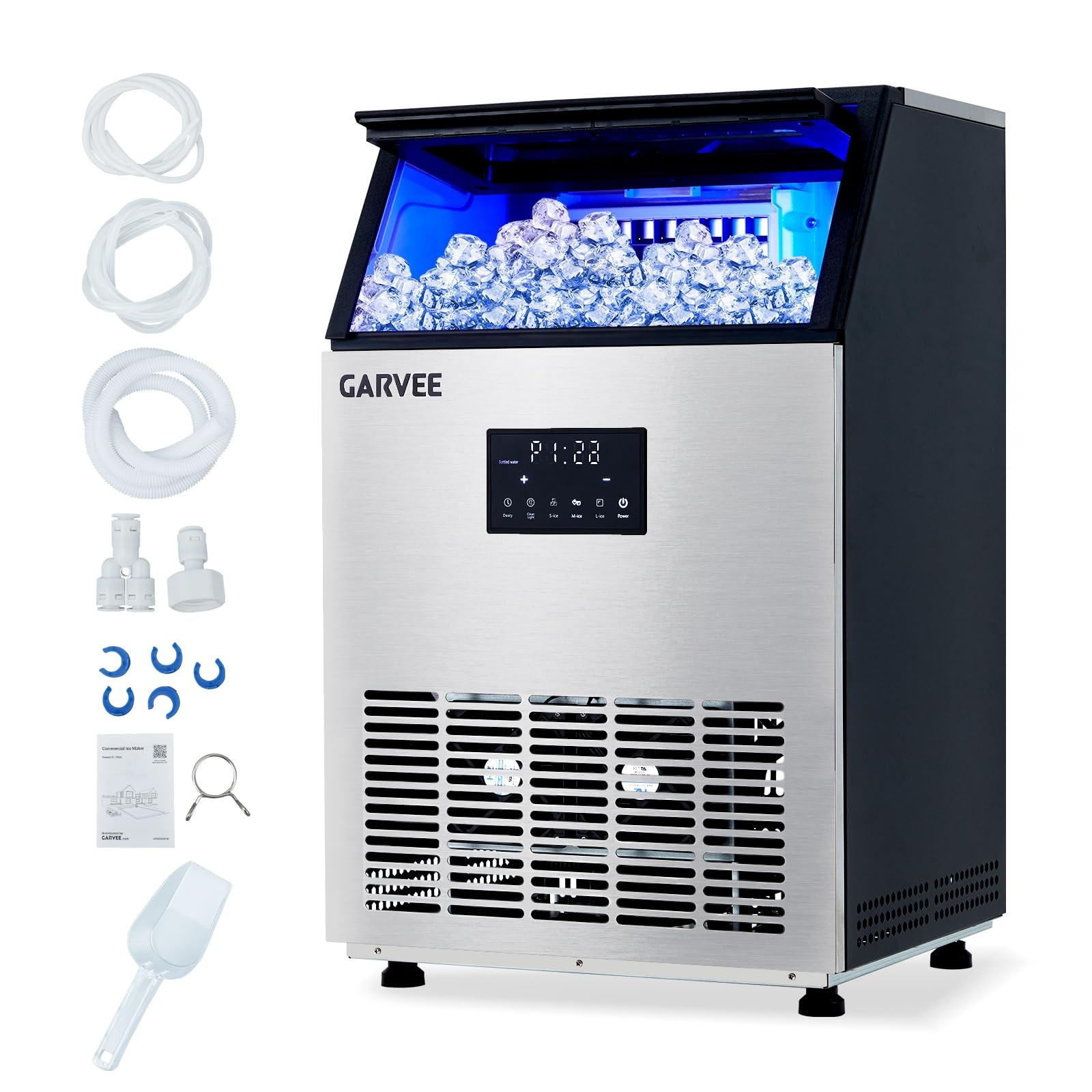 Commercial Ice Maker Machine 150 LBS/24H, Under Counter Ice Maker with 40LB Bin