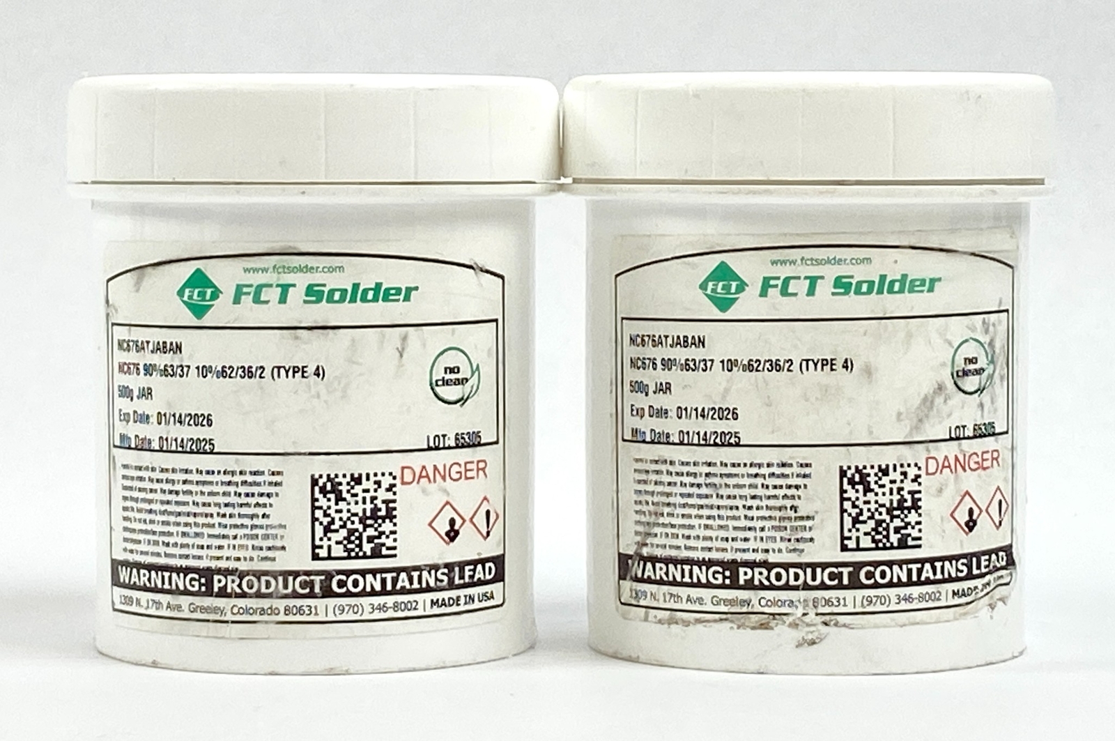 FCT Solder NC676 High Temp Solder Paste Type 4 500g Jar Set of 2