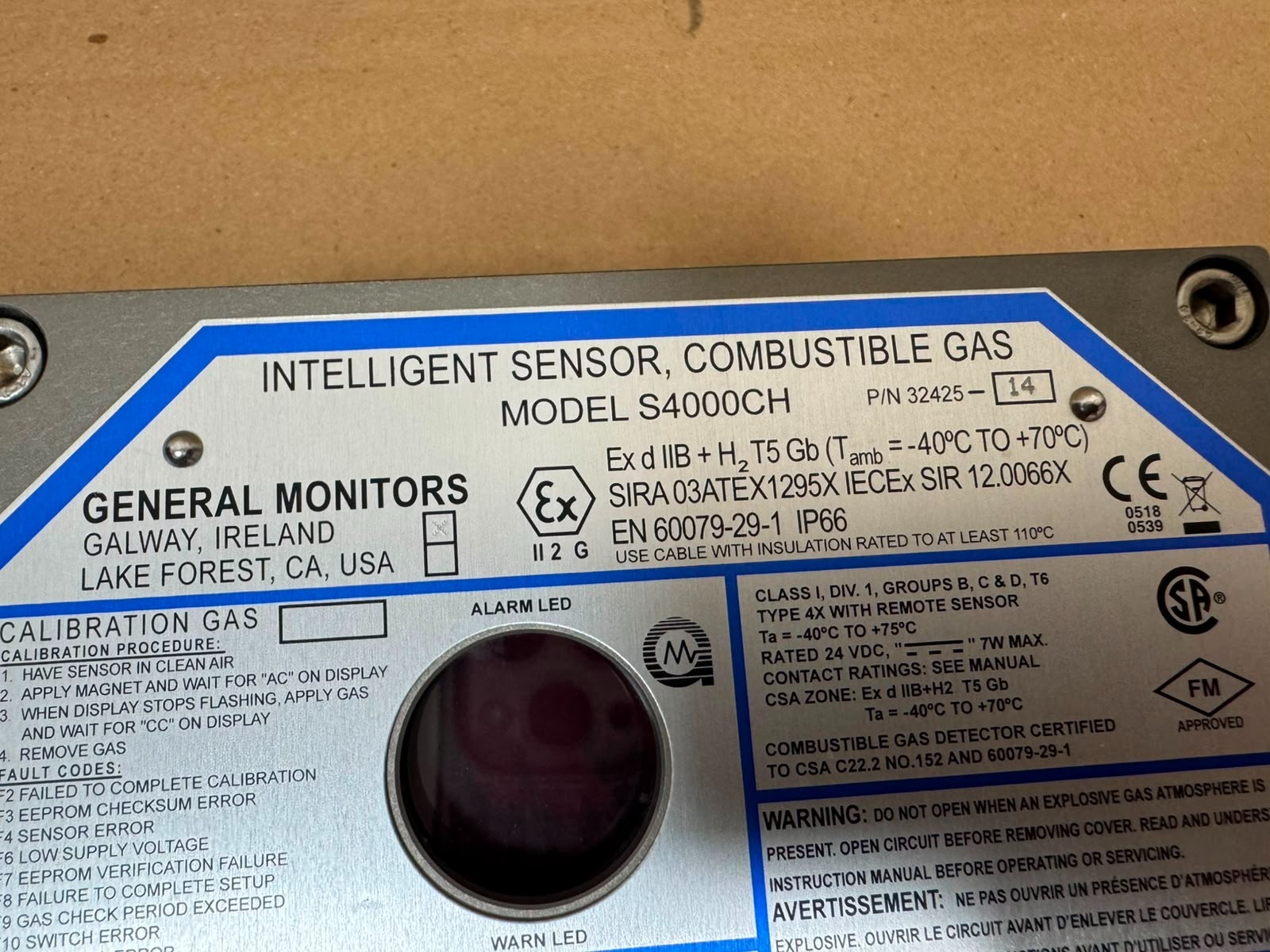 General Monitors / Intelligent Sensor, Combustible Gas / S4000CH / 32425-14