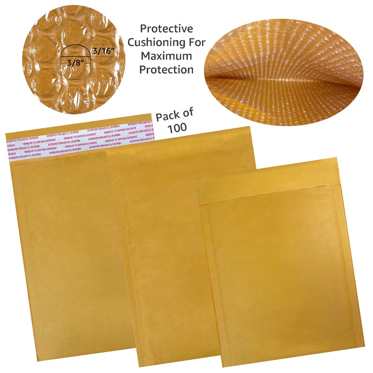 UOFFICE 100 Kraft Bubble Mailers 6.5×10″ #0 Self-Seal Padded Envelopes