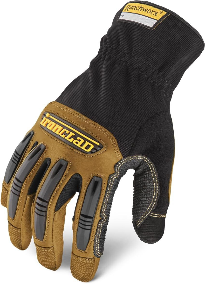 Ironclad Ranchworx Work Gloves RWG2, Premier Leather Work Glove, Performance Fit