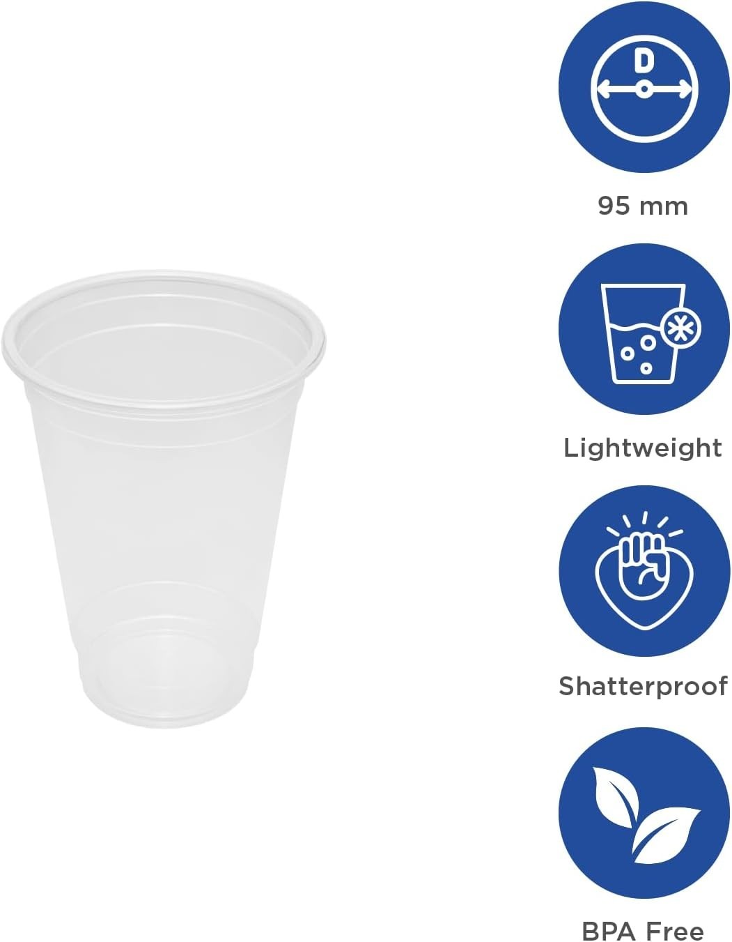 Karat 16oz PP Plastic U-Rim Cold Cups (95mm) – 2,000 ct, C1011 (Karat)