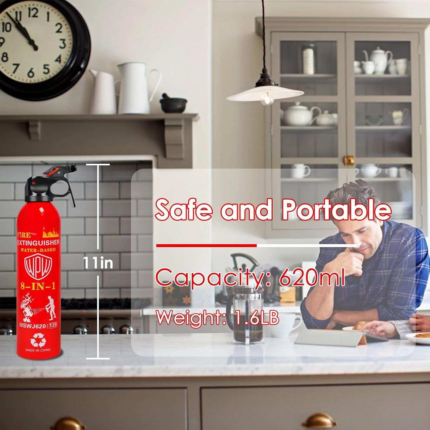 Large Upgraded 8-In-1 Fire Extinguisher for Home (2 Pack 21Oz Each) with Wall Mo
