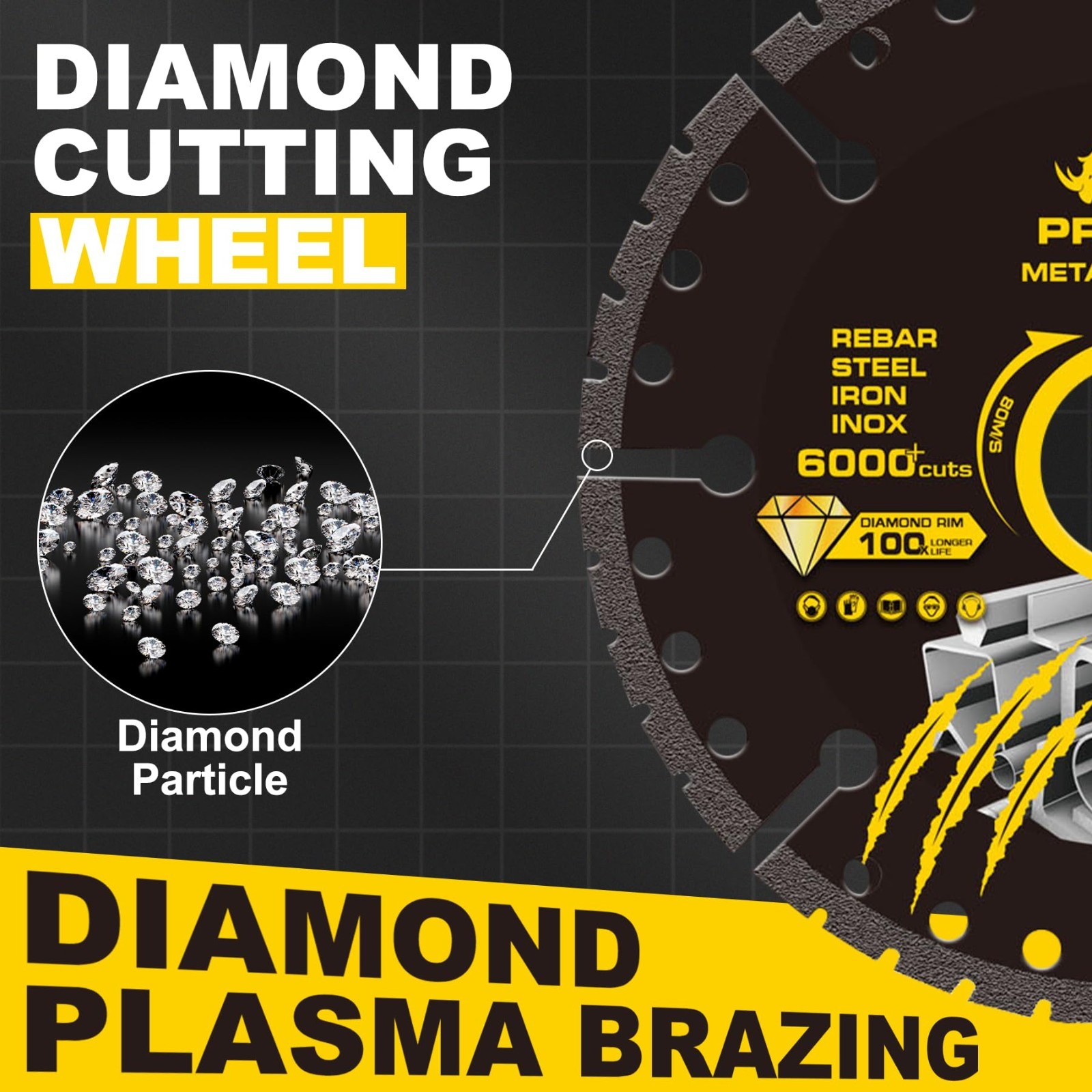 Diamond Cutting Wheel 4 1/2 Inch Metal Cut-Off with 6000+ Cuts on Rebar – 3 Pack