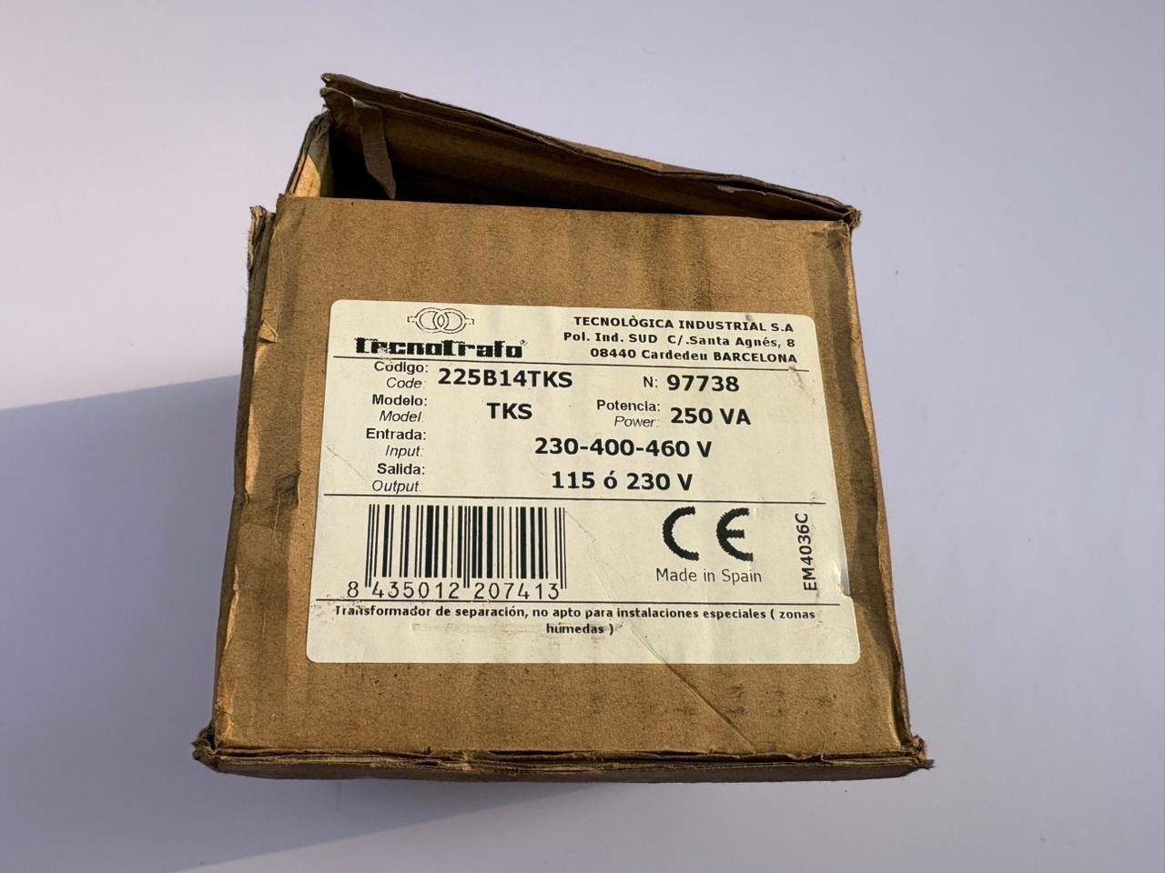 Tecnotrafo TKS Single Phrase Transformer 225B14TKS