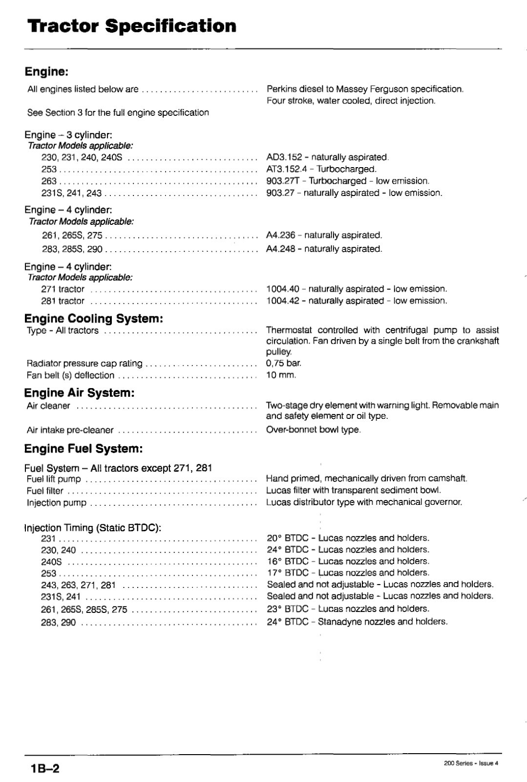 Massey Ferguson Tractors Service Manual Repair 265S 270 271 275 281 283 285S 290
