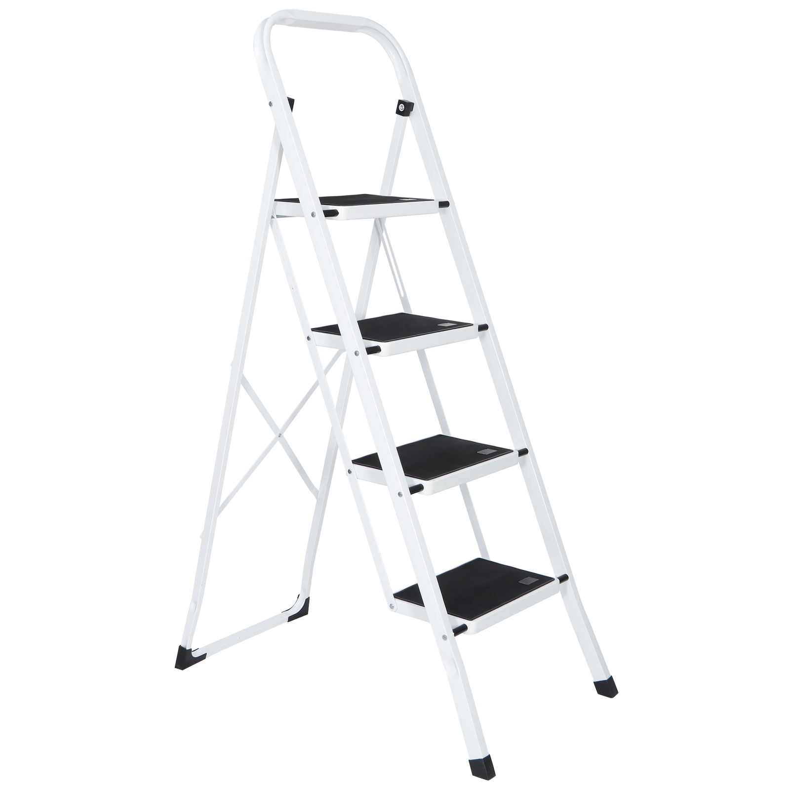 Steel Folding 4 Step Ladder Handgrip Anti-Slip Sturdy Stool Wide Pedal 330lbs
