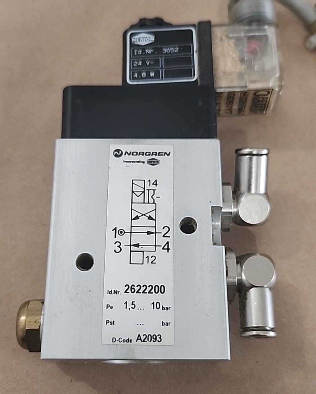 *PREOWNED* Norgren 2622200 Valve 2-Pos 4-Way w/ Herion 3052 24V Coil + Warranty!