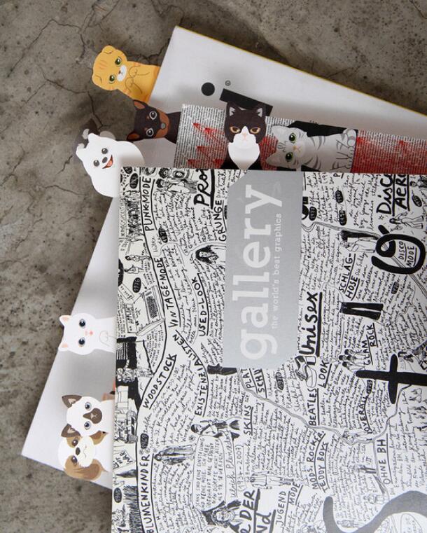 150 Sheets/5 Pads Cat Sticker Bookmark Marker Memo Post Flags Sticky Notes Pads
