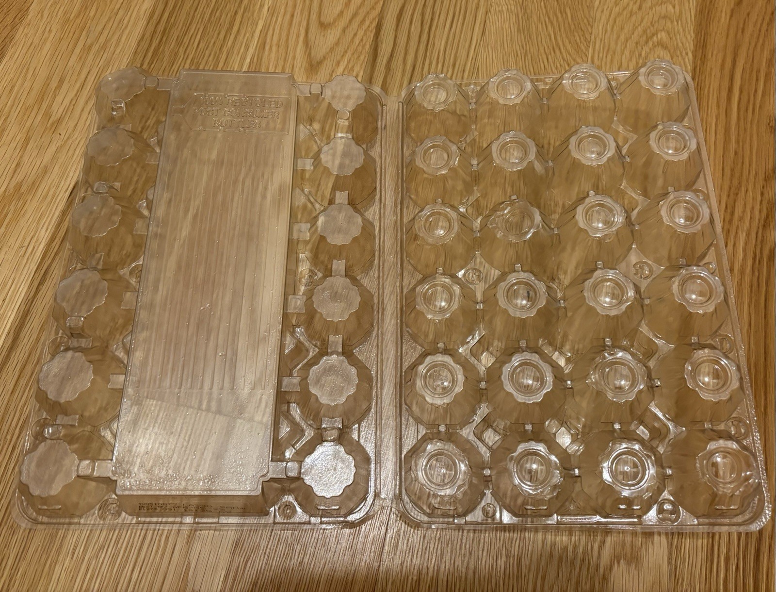 Egg Carton Crate~24 COUNT~2 Dozen~Clear Plastic~Two Fold~Attached Top~USA Made