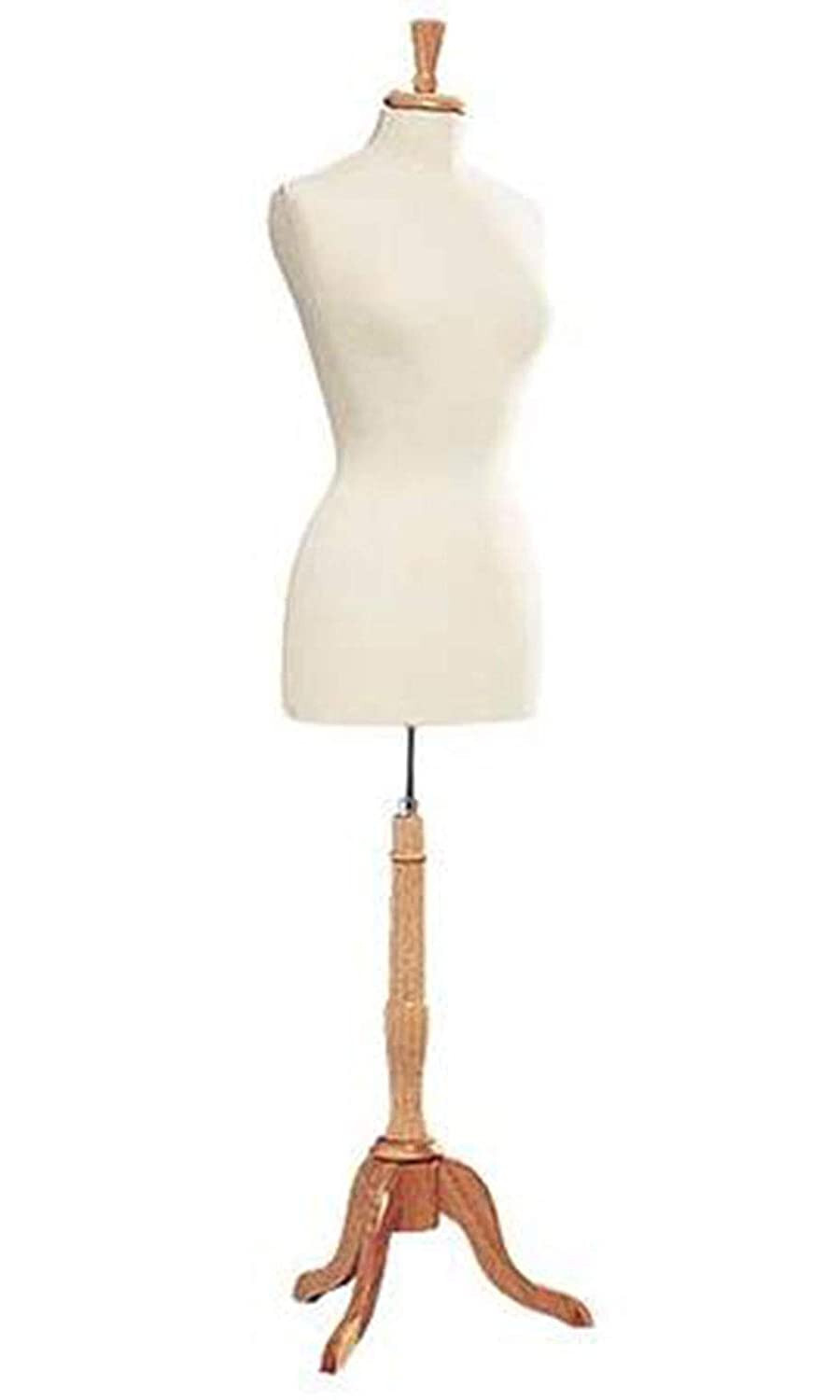 Women’s Dressmaker Seamstress Dress Form Ivory Mannequin Size 8 Wood Base Female