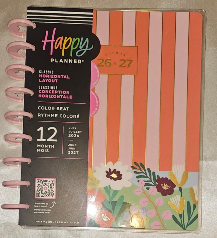 2026/2027 Happy Planner Color Beat Stripes Classic Horizontal Planner (7″ x 9″)