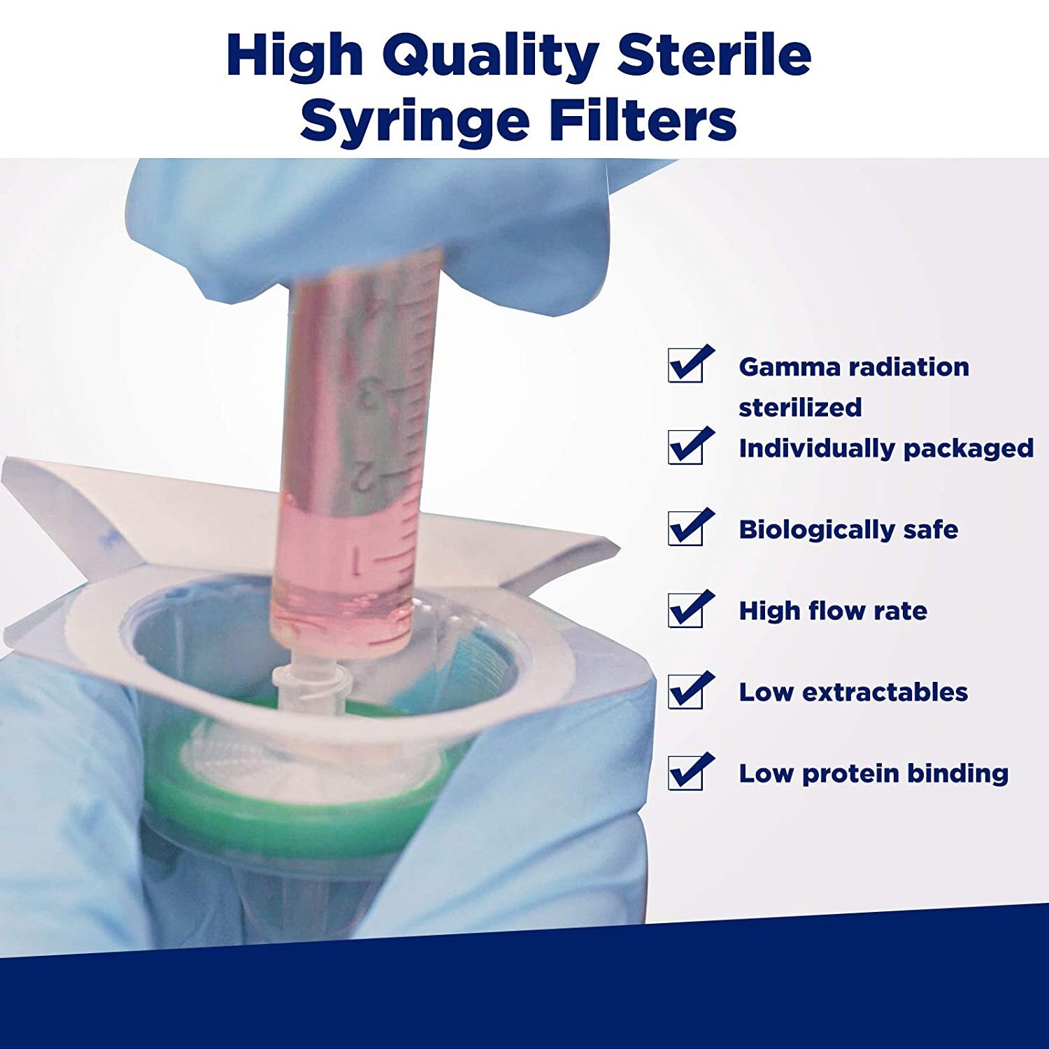 50Pcs PES Membrane Syringe Filter Sterile Lab Hydrophilic 33mm 0.22µm Individual