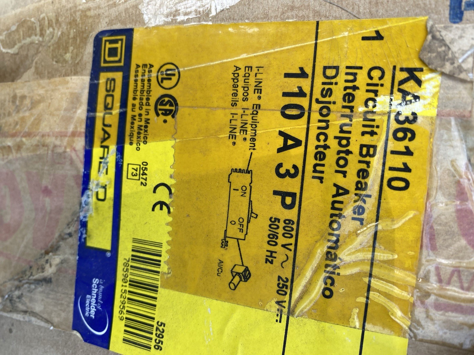 Square d KA36110 110 Amp Square d I Line Breaker