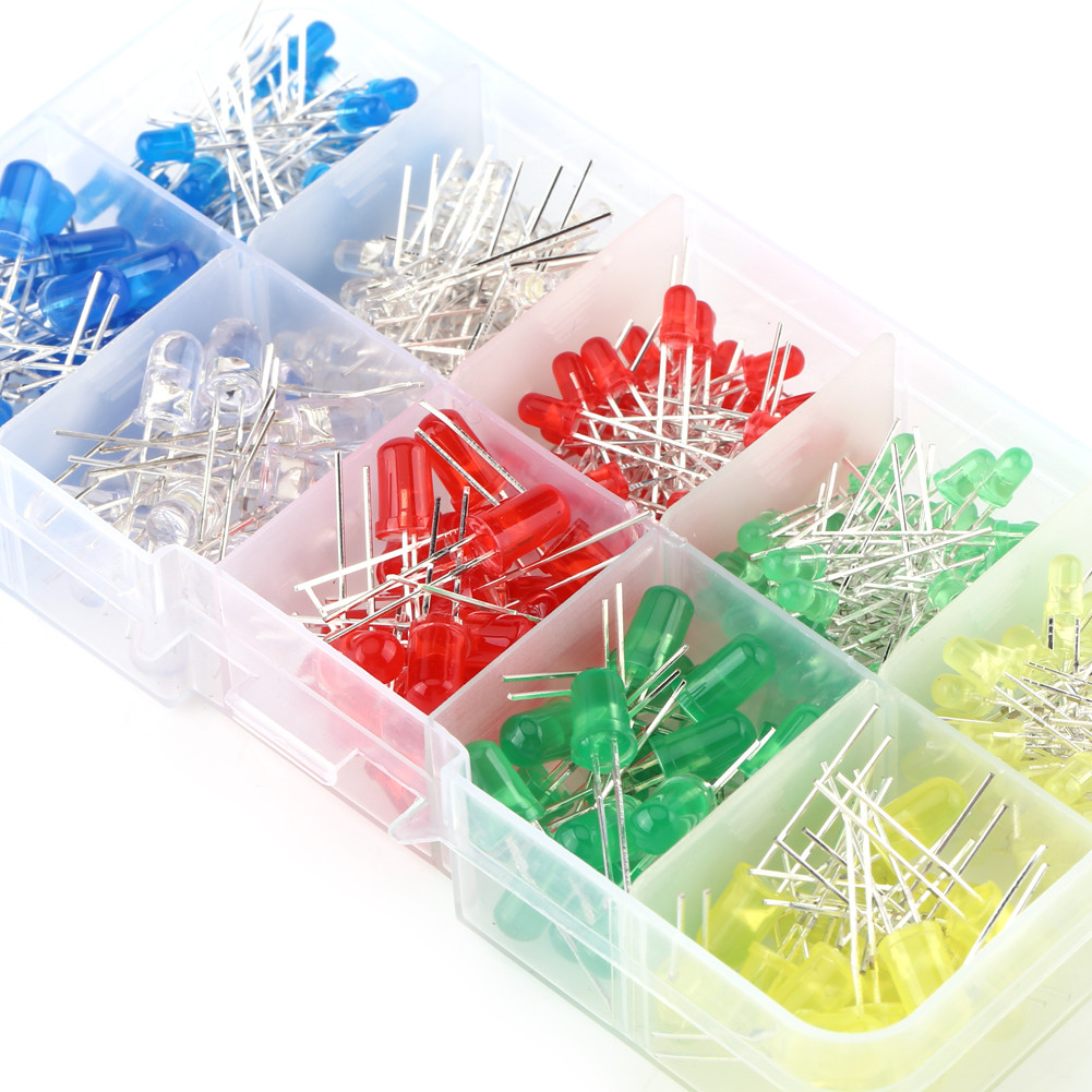 300pcs 3mm 5mm LED Light White Yellow Red Blue Green Assortment Diodes Kit Set