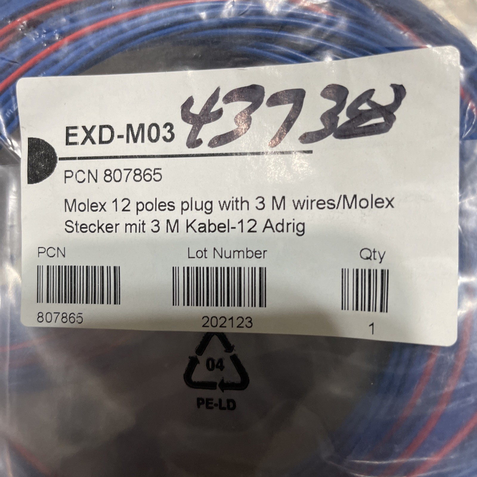 Emerson Molex 12 Poles Plug Electronic Expansion Valve Cable Assembly EXD-M03