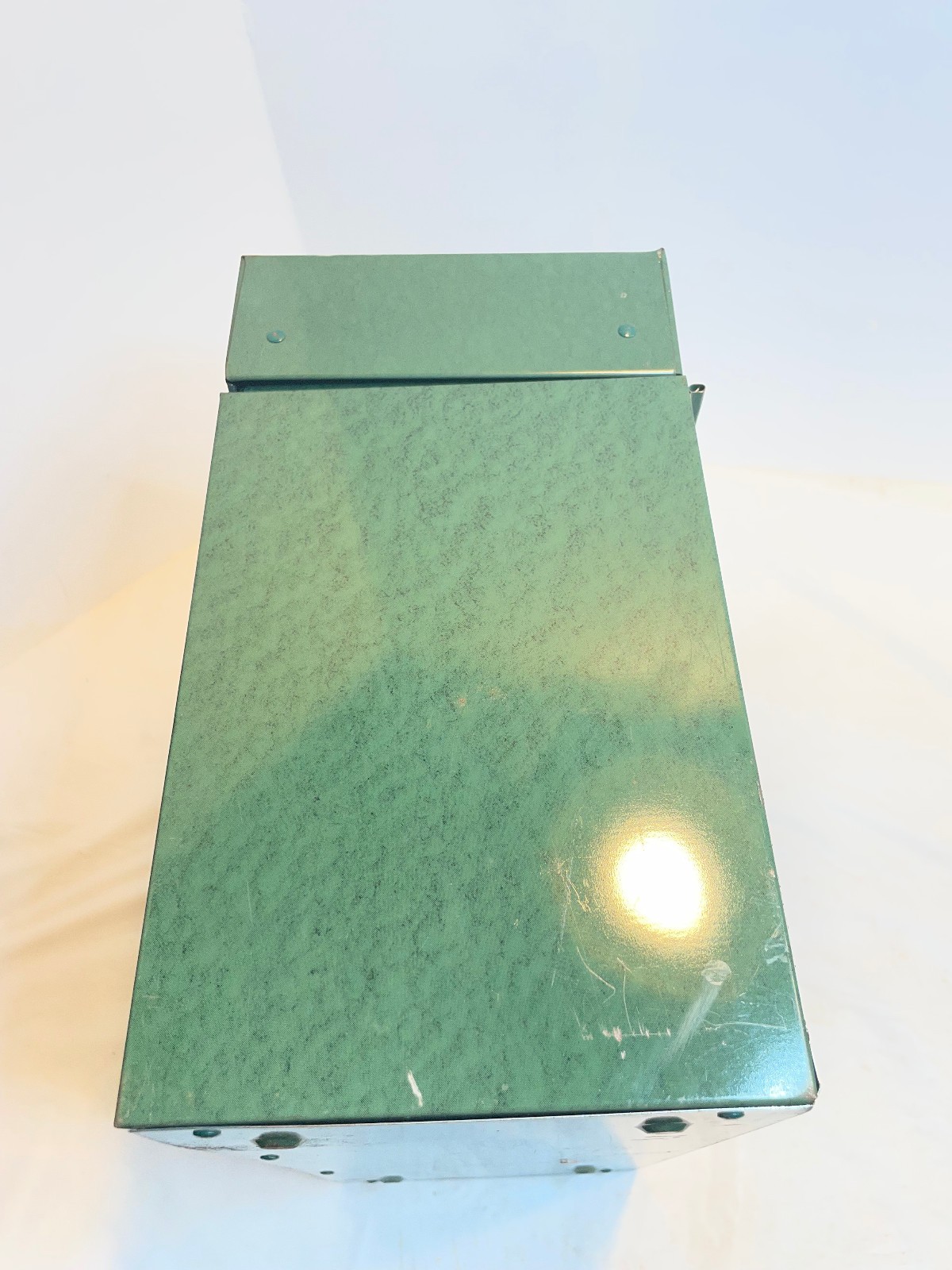 Vintage File A Way Personal Metal Storage Case Box Green No Key