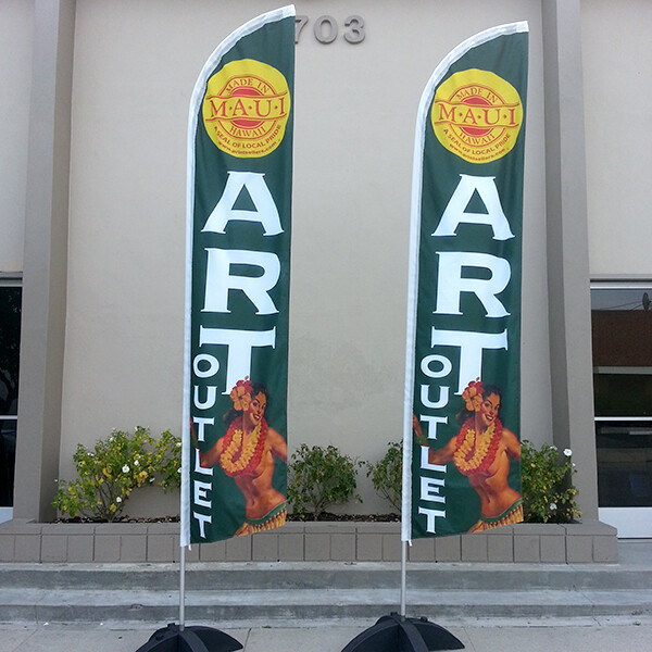 15ft Custom Single Sided Swooper Advertising Flag Feather Banner + Pole + Spike