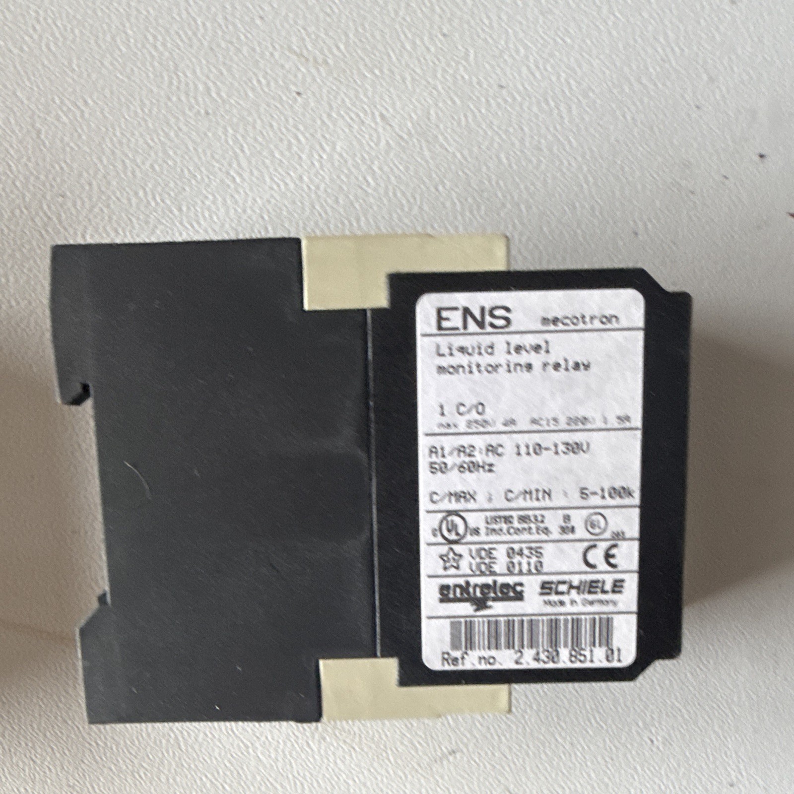 Entrelec ENS-MECOTRON Liquid Level Monitoring Relay 110-130VAC 8-Pin SPDT