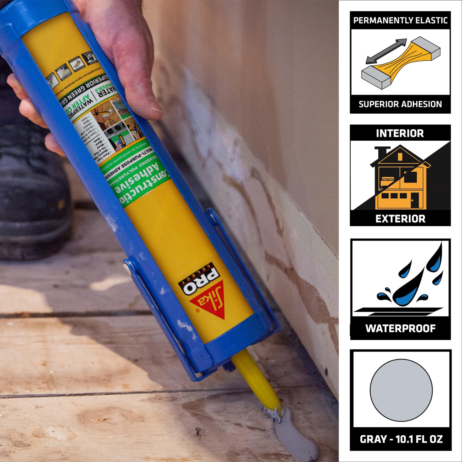 SikaBond Construction Adhesive, Gray, Advanced 10.1 Fl Oz (Pack of 1), Gray