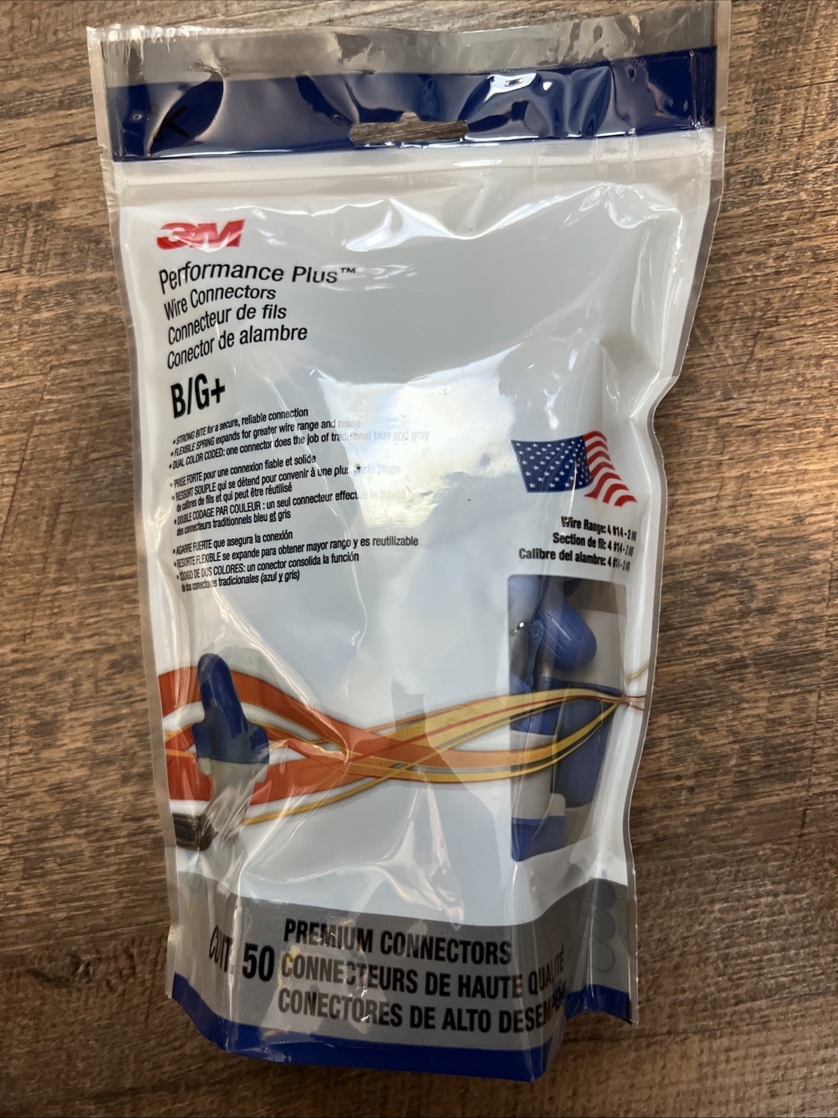 3M Performance Plus Wire Connector B/G+BOX, Blue/Gray, 14-6 AWG, 50 per Bag