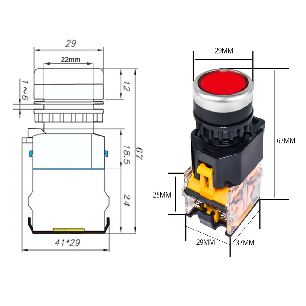 Press Push Button Switch Power Starter Round Panel 22mm Momentary Latching 10A