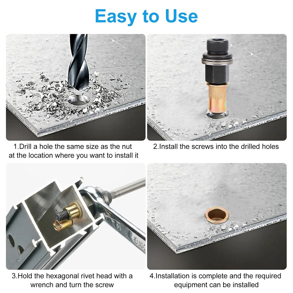 72Pcs Manual Rivet Nut Gun Kit For M6- M12 Threaded Insert Tool Automotive DIY