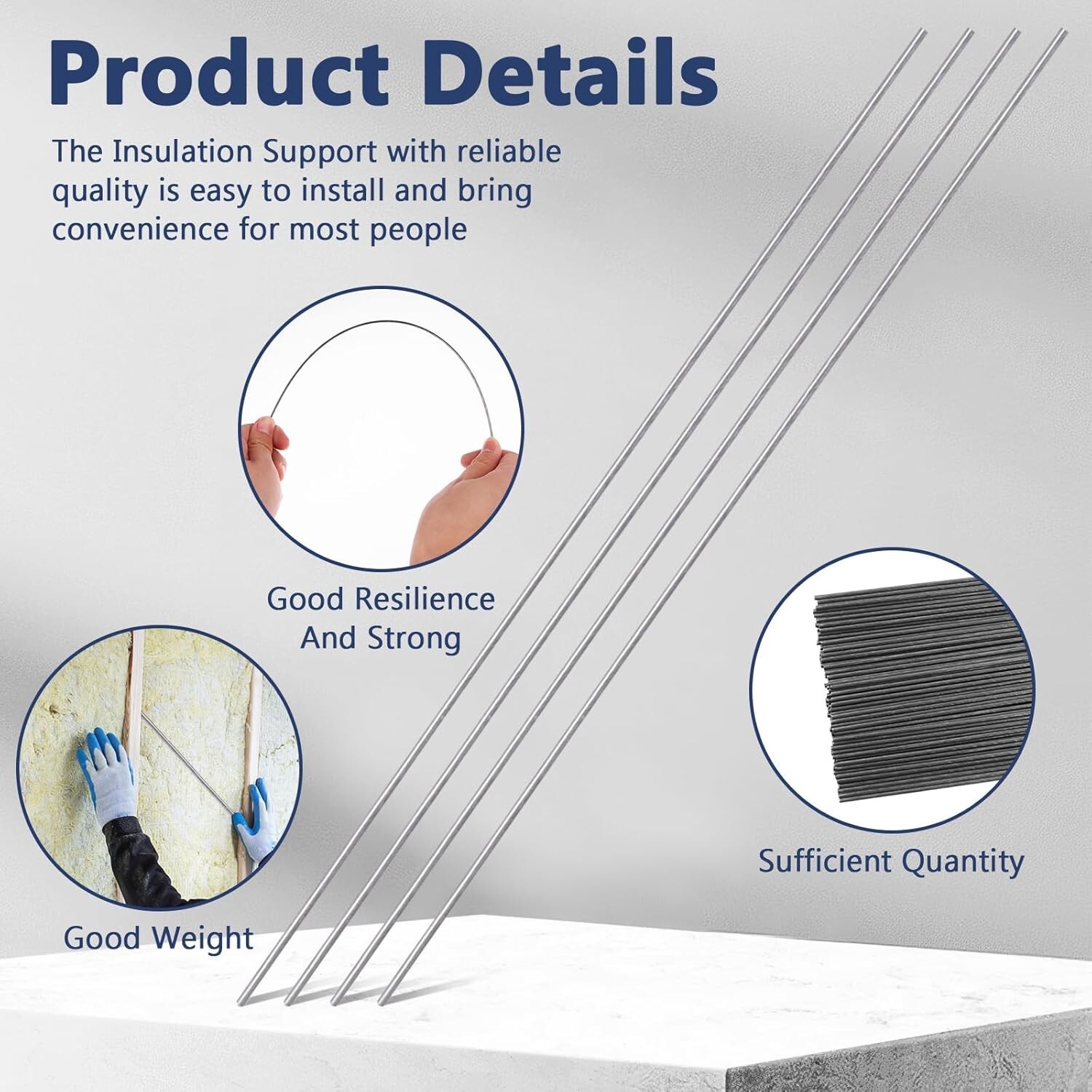 200 Pcs Insulation Support Wire 16 Inch 1080 High Carbon Steel Insulation Wire