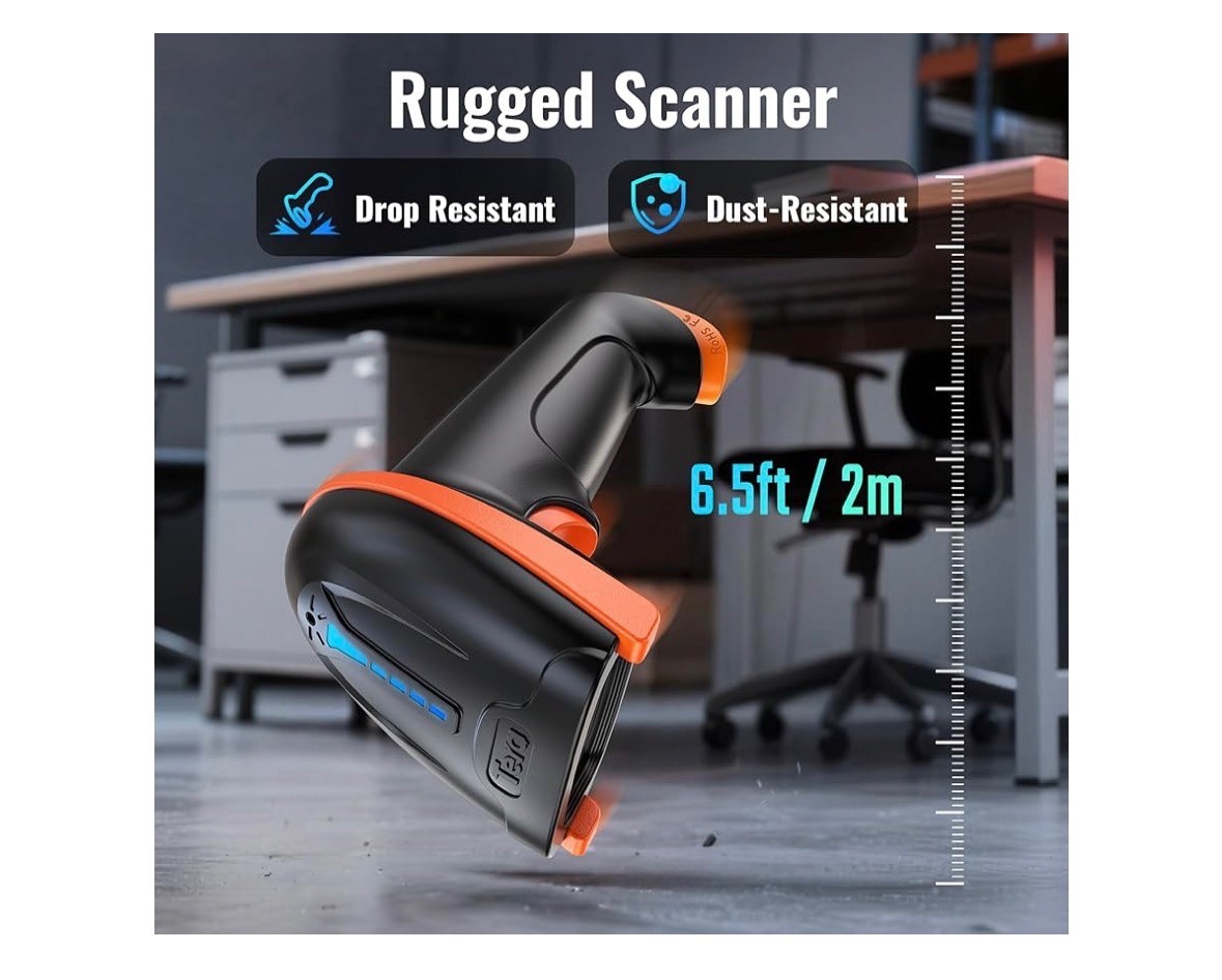 Tera Barcode Scanner Wireless 1D Laser Cordless Barcode Reader USB 5100 Orange