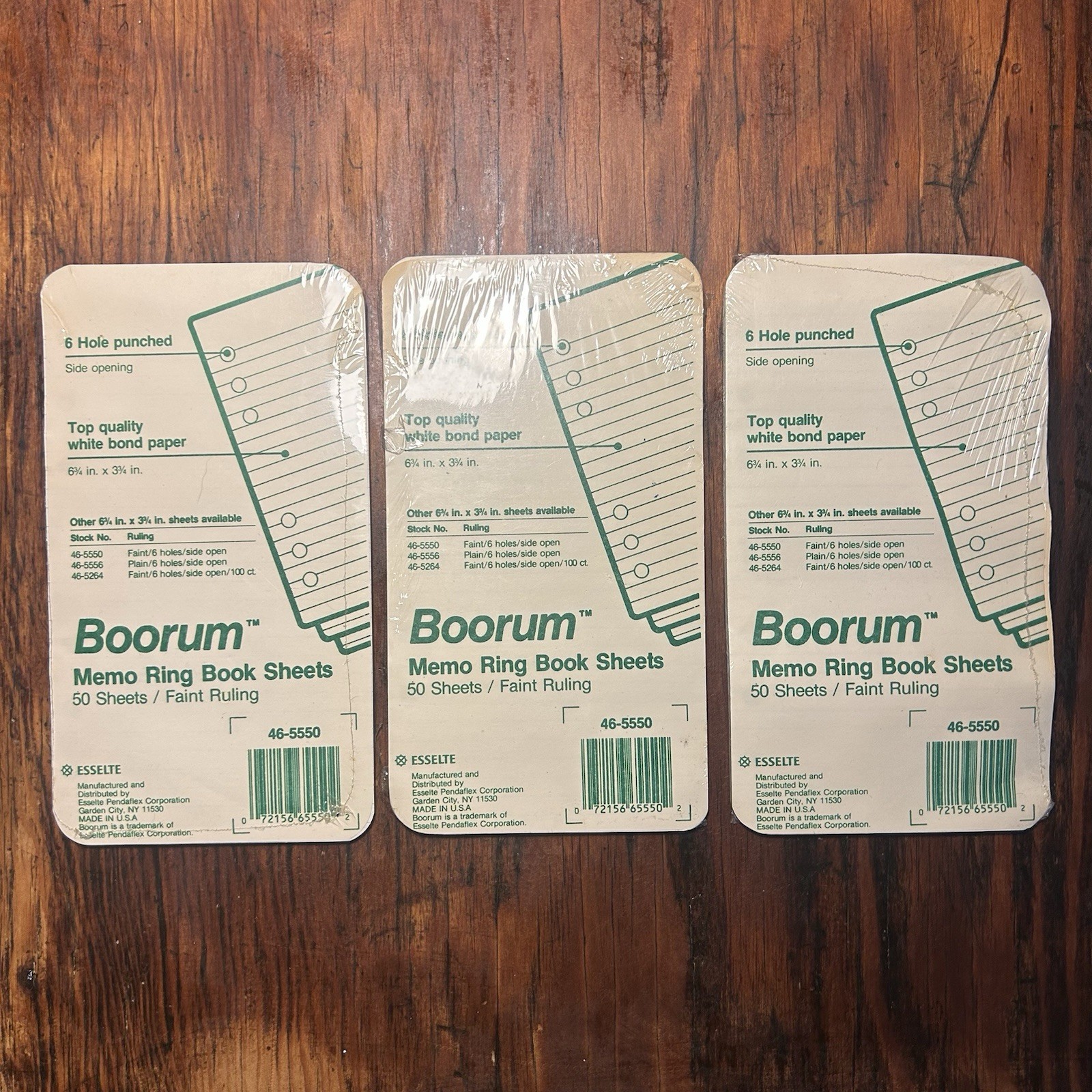 Boorum Memo Ring Book Sheets 46-5550. 50 Sheets x 3 Packs. Vintage Lot