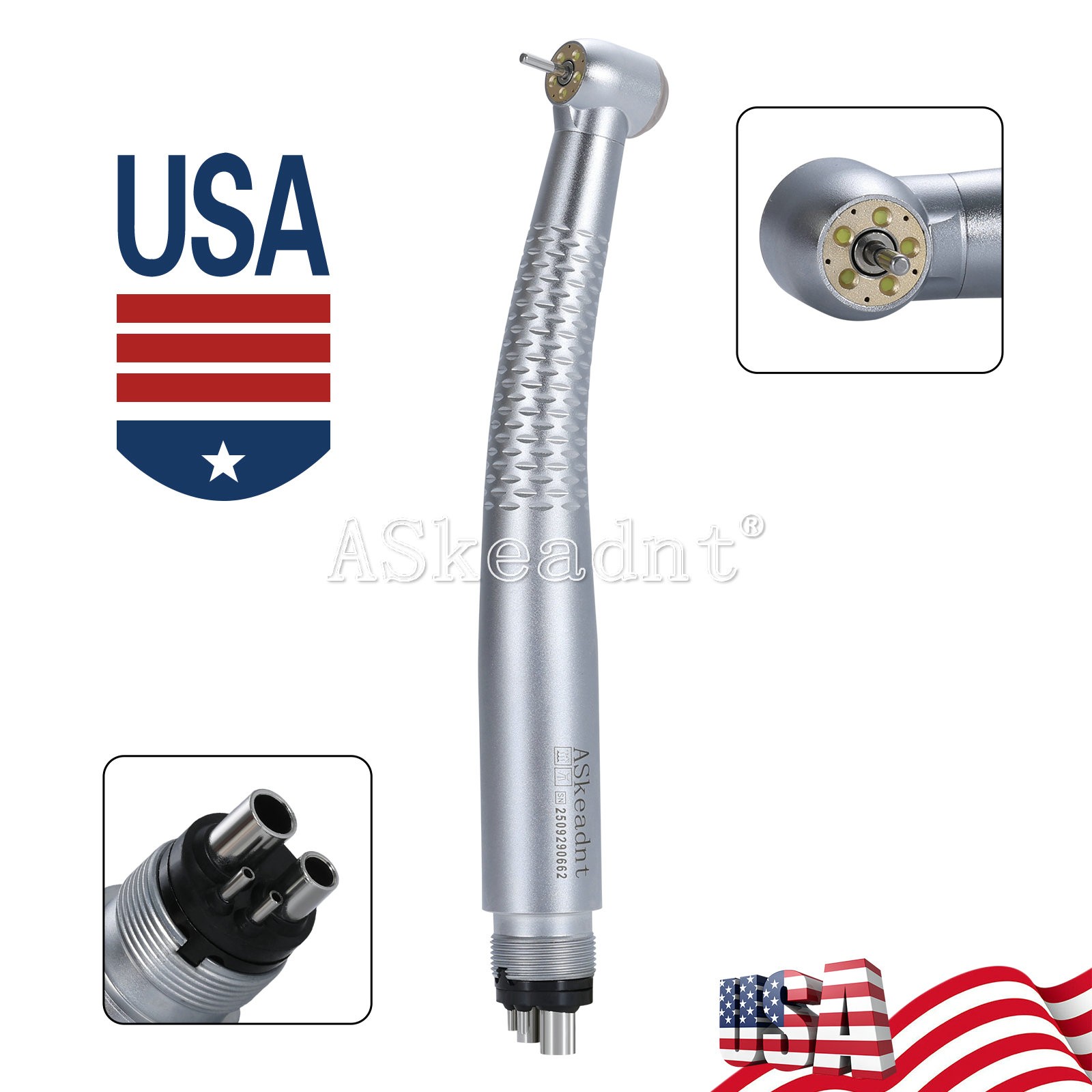 1-10*Dental 5 Led High Speed Handpiece Shadowless E-generator 5LED Hand piece 4H