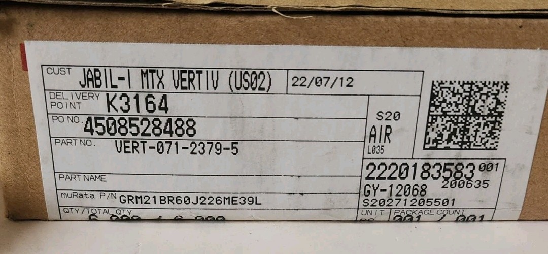 ​Lot of 2 Murata GRM21BR60J226ME39L 22uF 6.3V 0805 MLCC Capacitors 6000 Pcs…
