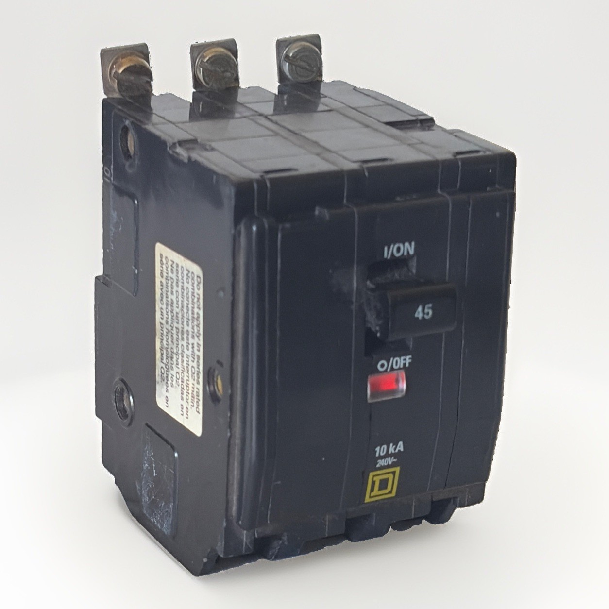 Square D QOB345 45A 3-Pole 240V Bolt-On Circuit Breaker Trip Indicator 10k New