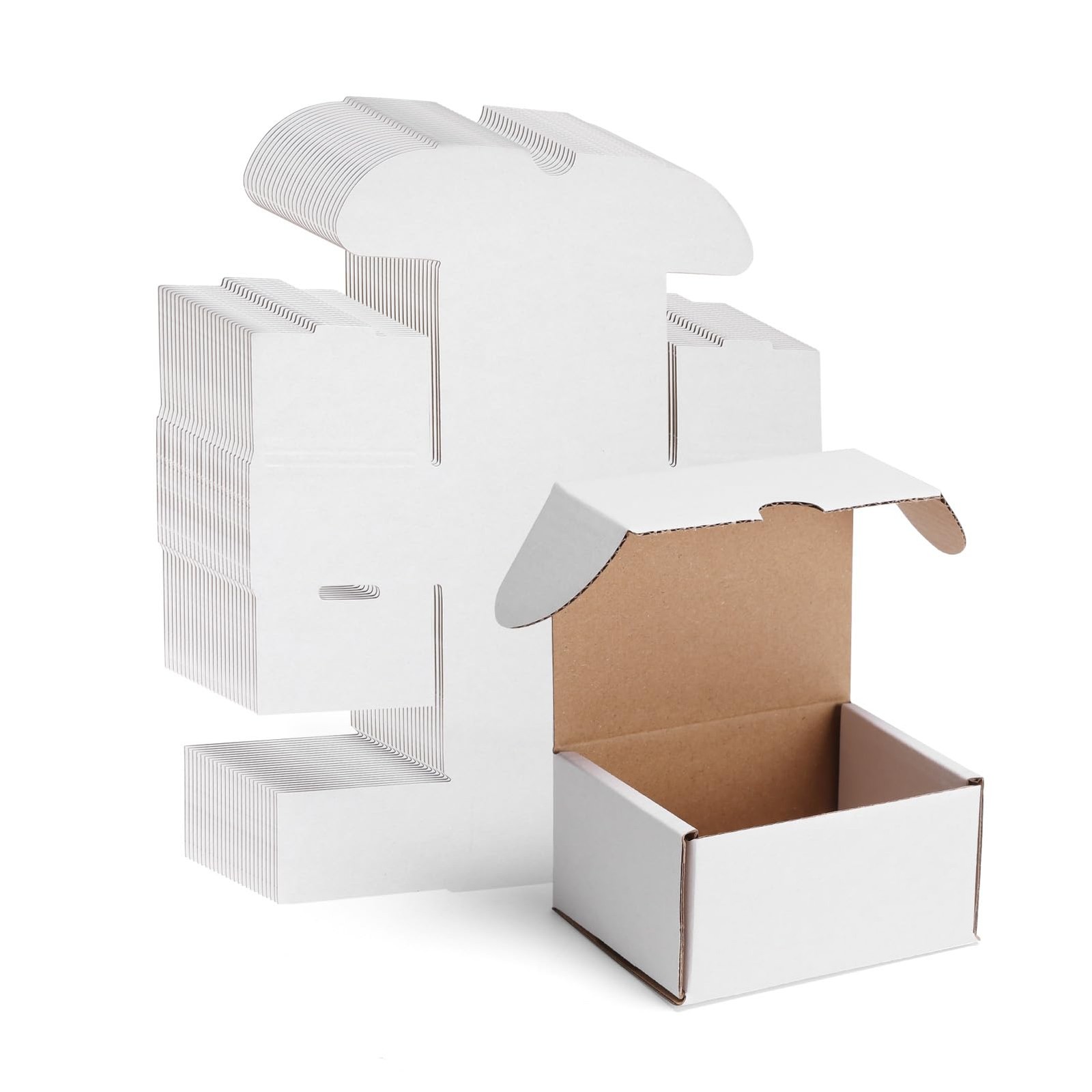 50 Packs 4X3X2 Small Shipping Boxes, White 4 x 3 x 2 inches Corrugated Cardbo…