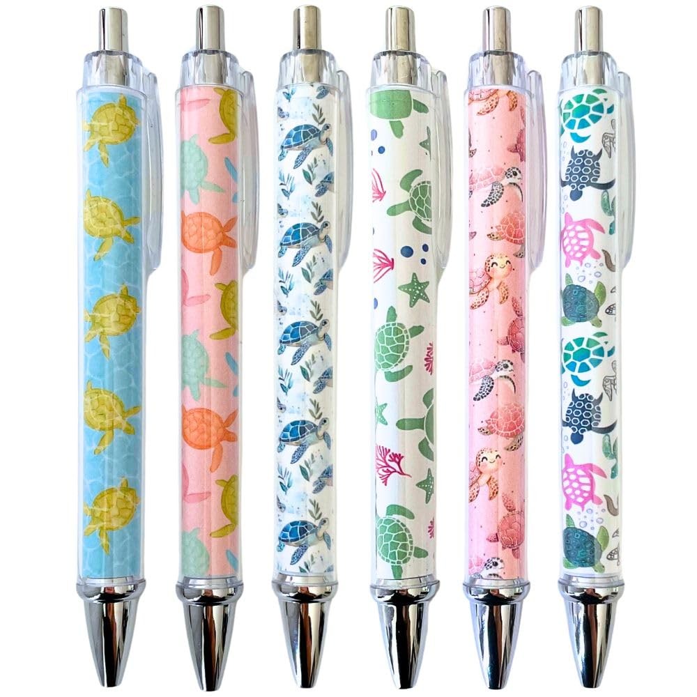 6PC Turtle Pens Cute Turtles Turtled Turtlely Writing Ink Ballpoint Pen Schoo…