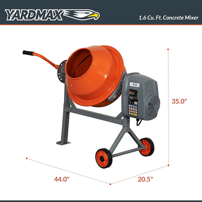 YARDMAX YM0046 1.6 CU FT concrete mixer 1.6-cu ft 0.2 -HP Concrete Mixers