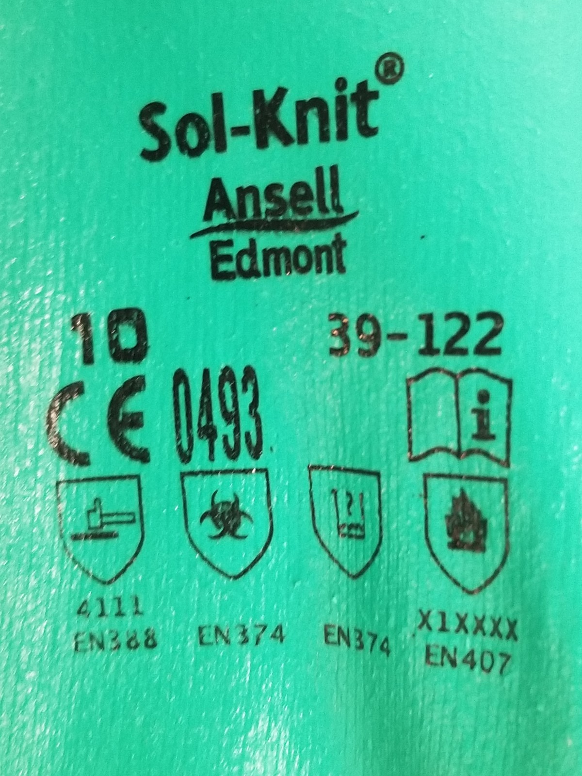 Ansell 39-122 SOL-KNIT 12″ Knit Lined Nitrile Chem Resist Gloves Size-10 12-Pack