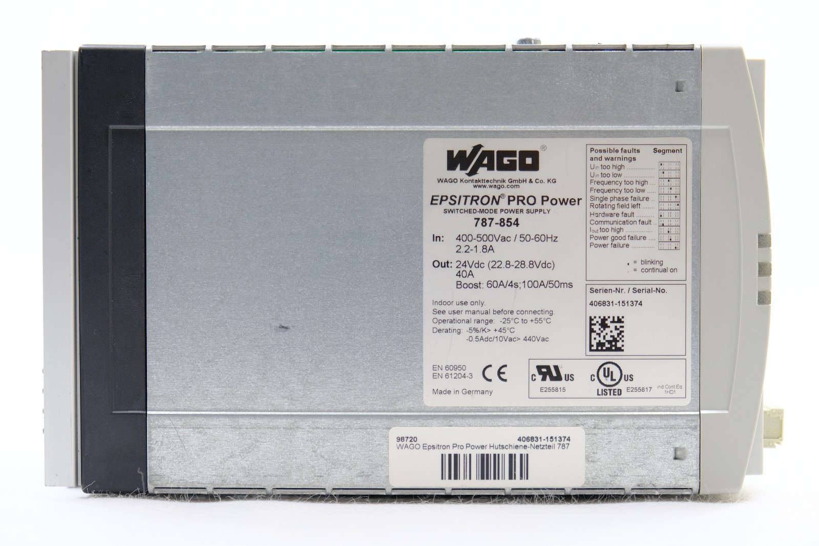 WAGO Epsitron Pro Power 787-854, 3-Phase Power Supply