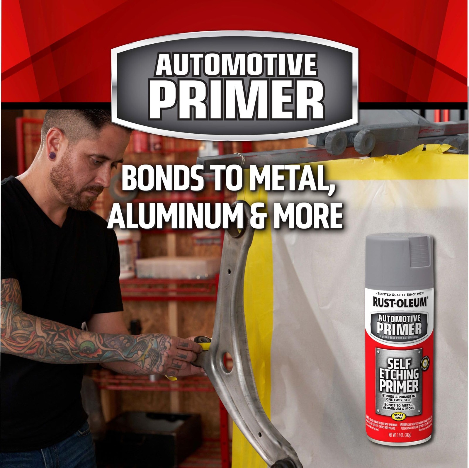 249322 Automotive Self Etching Primer Spray, 12 oz, Matte Dark Green