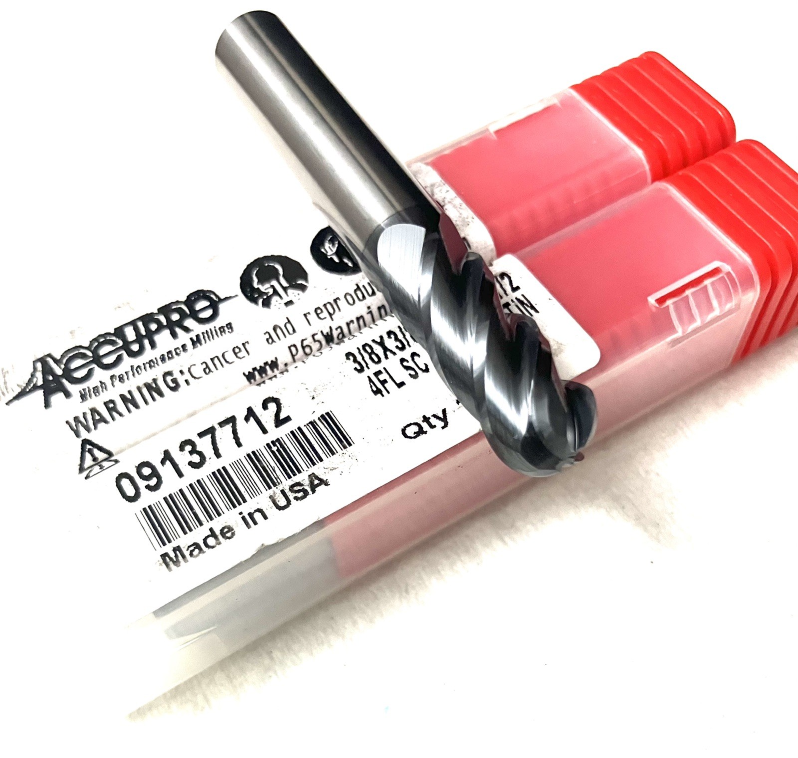 Accupro 3/8″ 4FL Ball Nose End Mill Solid Carbide AlTiN 09137712 NEW