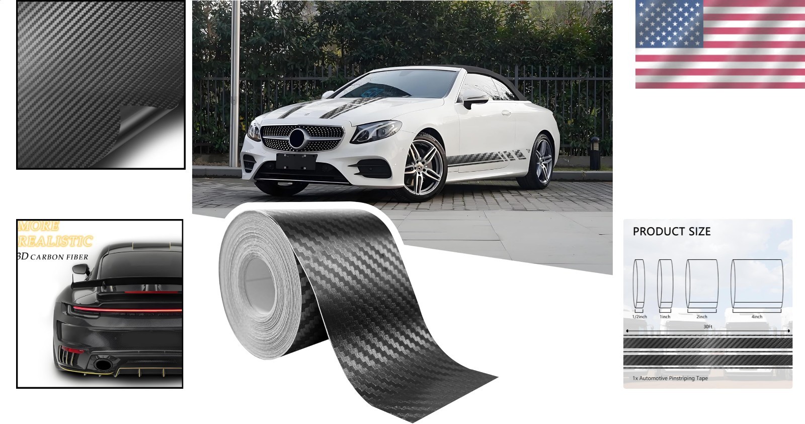 Universal Auto Carbon Fiber Trim Tape 2 Inch Wide – Durable Exterior Decoration