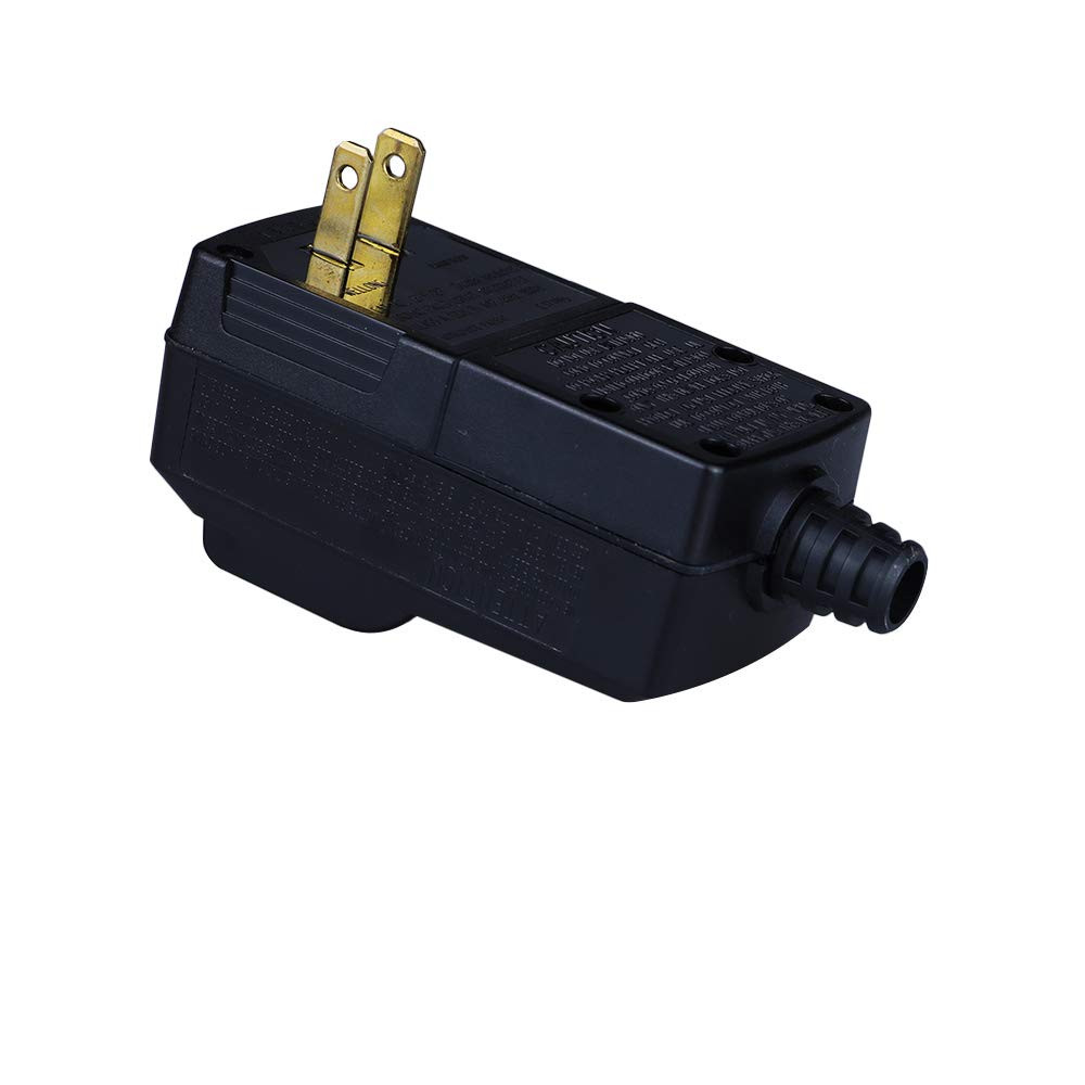 GFCI Plug Replacement 2 Prong Electrical Cord End Male GFI Waterproof Circuit