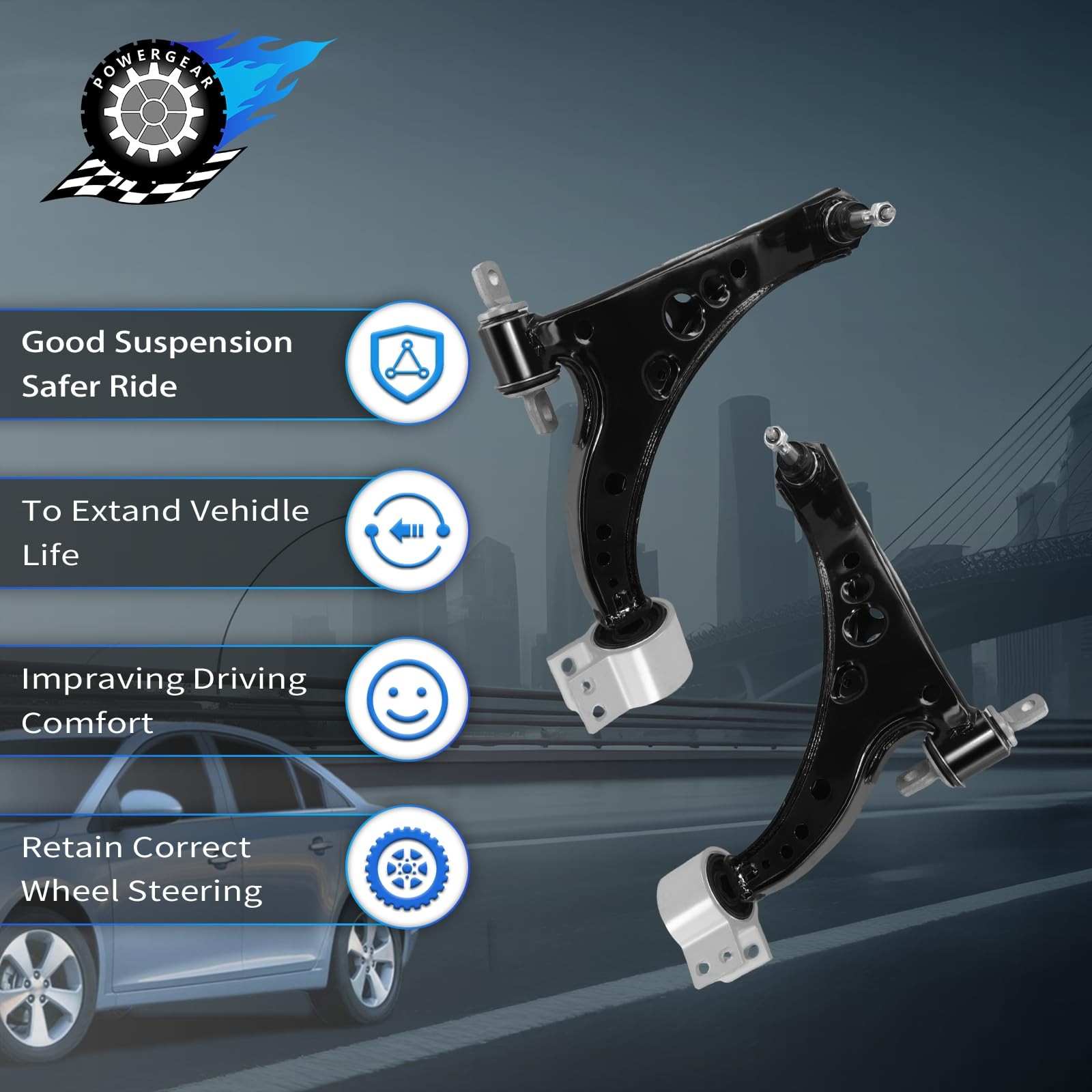 8Pcs Front Lower Control Arm Ball Joint Tie Rods Sway Bar Kit 16-19 Cruze Volt