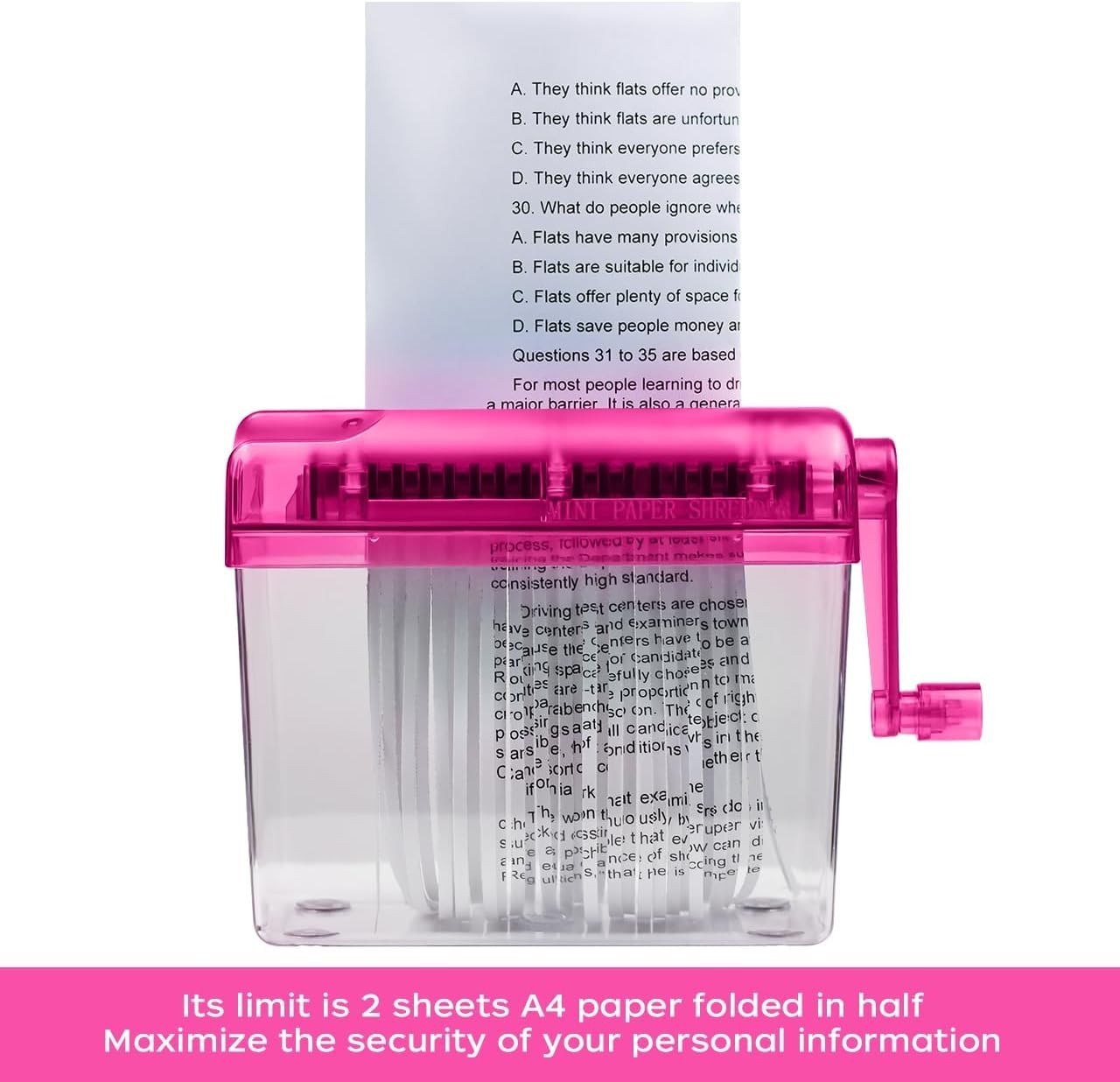 Portable Hand-Powered Shredder – Quiet Operation & 1L Capacity in Delightful Red