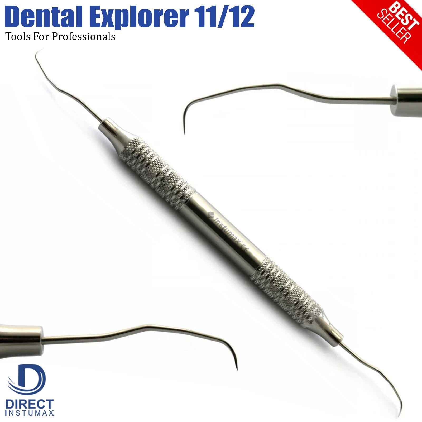 5Pcs Dental 11/12 Explorer-Probe Hollow Handle Diagnostic Plaque Sickle Scaler