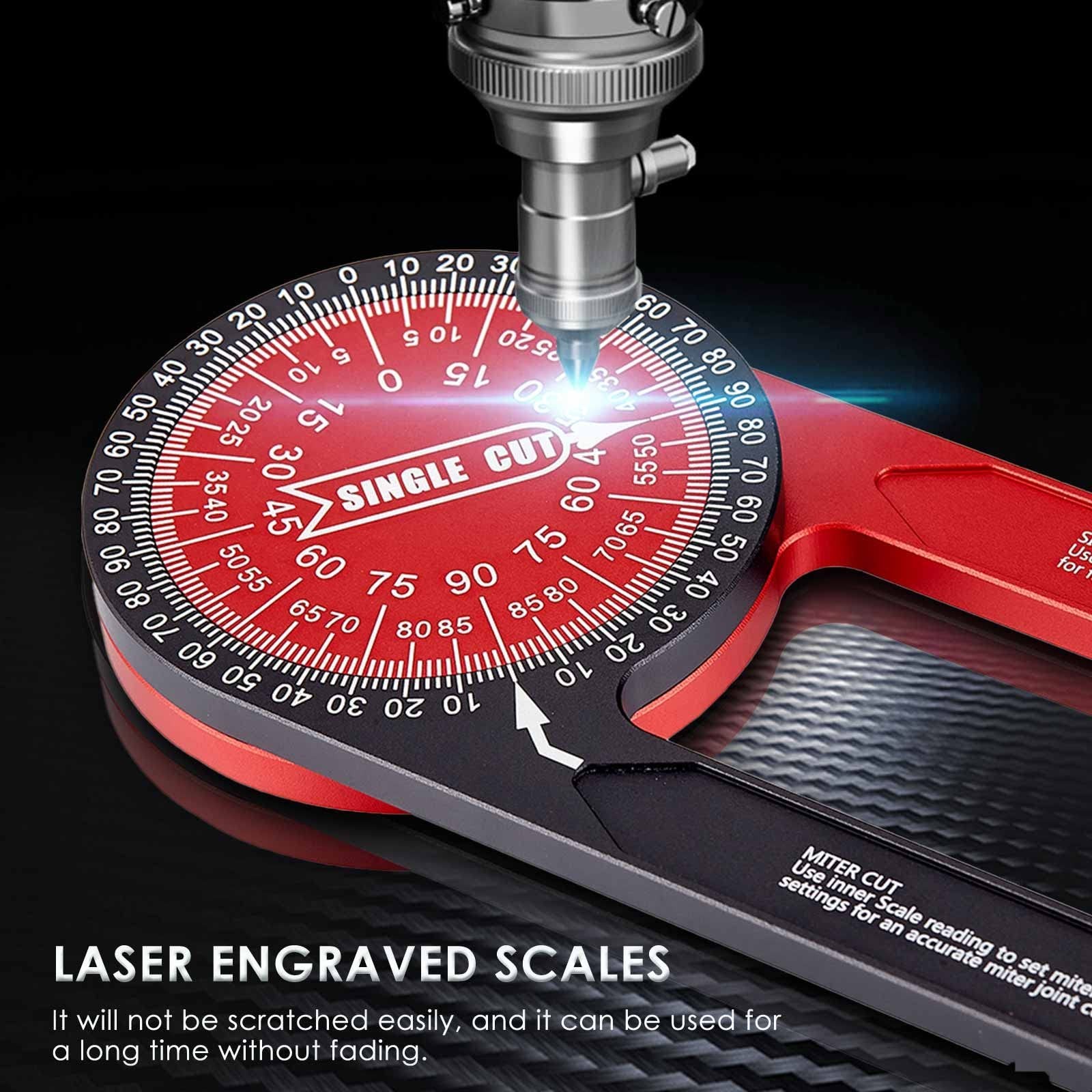 Precision Aluminum Miter Saw Protractor | 8.7″ Angle Finder with Laser Scales fo